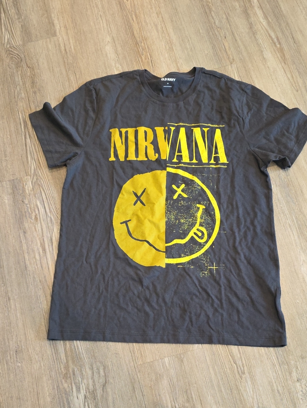 Old Navy Black T‑Shirt with Yellow Nirvana Graphic
